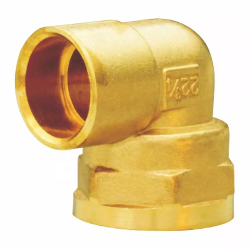 Konektor samice k mosazi Mosazn&aacute; armatura potrub&iacute; 90 stupňů samice k měděn&eacute;mu kolenu