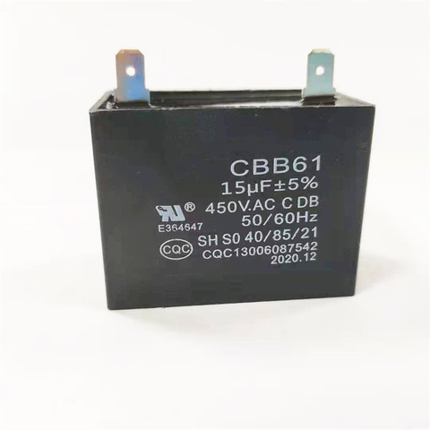 CBB61 15μF&plusmn;5% 450VAC Condensator de rulare a carcasei din plastic
